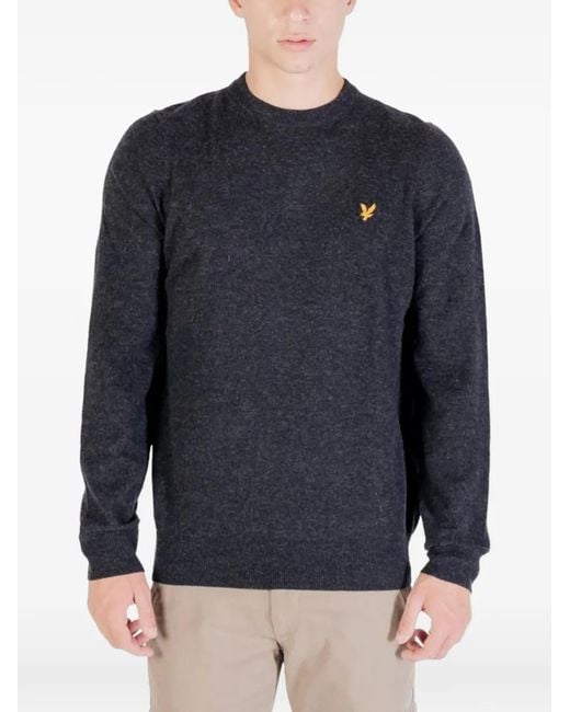 Lyle & Scott Blue Logo-Patch Crew-Neck Sweater for men