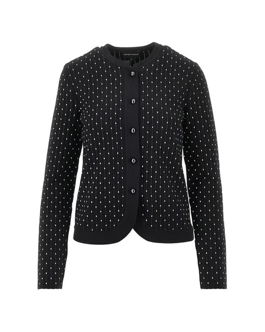 Emporio Armani Black Button-Up Long-Sleeve Cardigan