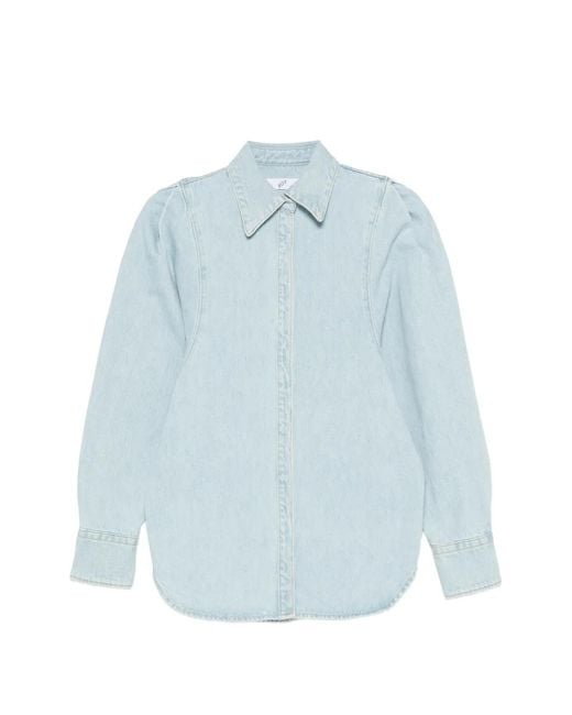 BITE STUDIOS Blue Puff-Sleeve Denim Shirt