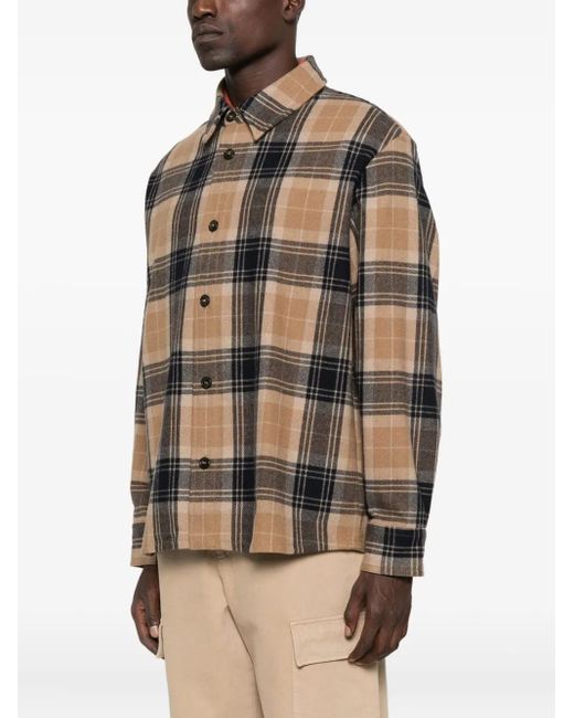 A.P.C. Brown Plaid Check-Pattern Shirt for men