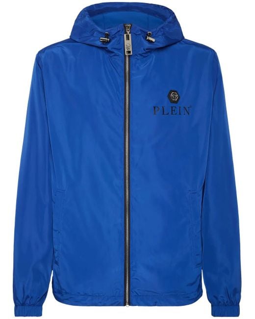 Philipp Plein Blue Hexagon Hooded Jacket for men