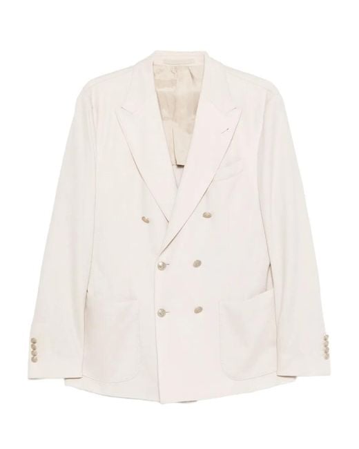 Eleventy White Double-Breasted Blazer for men