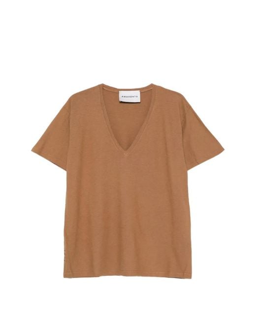 Amaranto Brown V-Neck Short-Sleeve T-Shirt for men