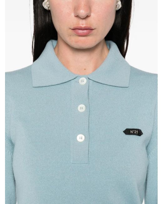 N°21 Blue Button-Fastening Polo Top