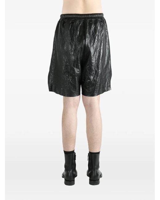 Rick Owens Black Leather Shorts Boxers for men