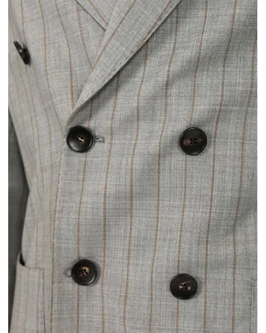 Guarinucci Gray Pinstripe Double-Breasted Suit for men