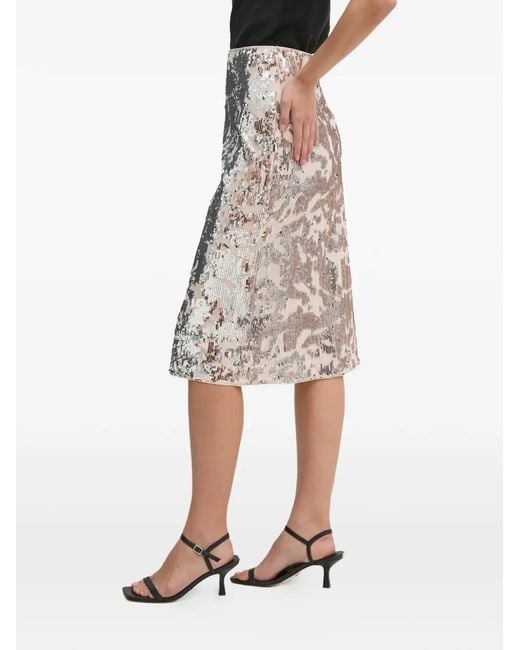 Ouí White Sequin-Embellished Midi Skirt