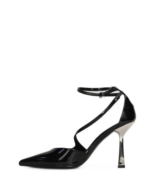 Chantal Black Ankle-Strap Pointed-Toe Pumps