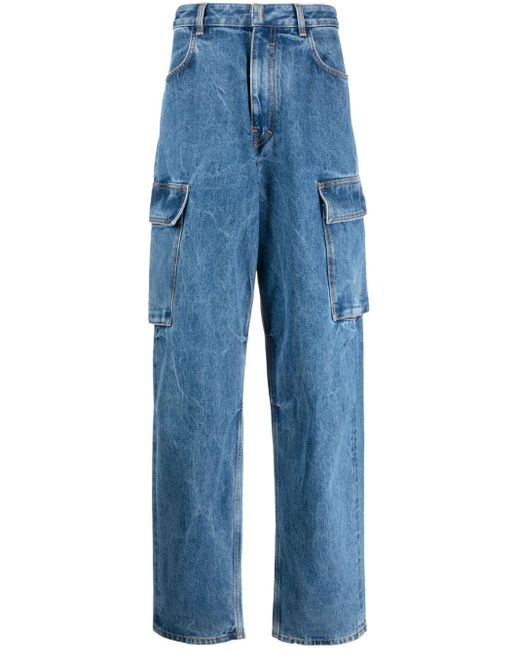 Givenchy Ausgeblichene Wide-Leg-Jeans in Blue für Herren