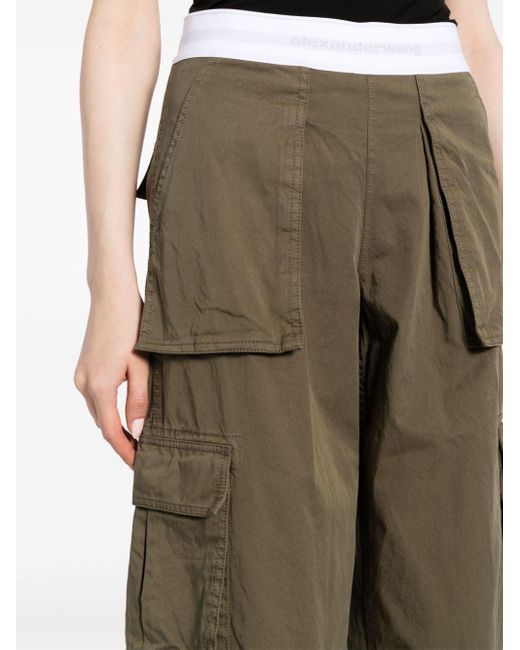 Pantalon droit à taille logo Alexander Wang en coloris Green