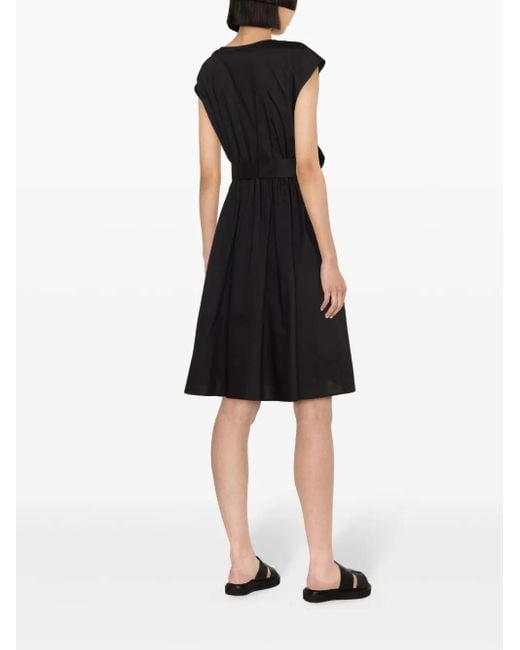 Woolrich Black Belted Cotton Flared Dress