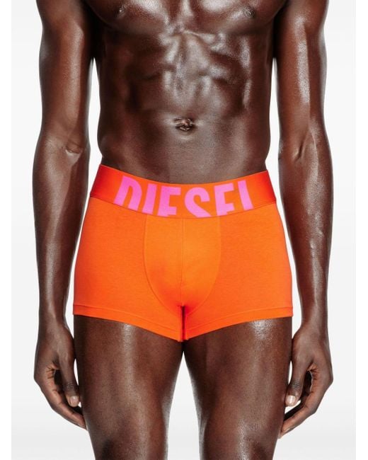 DIESEL Yellow Logo-Waistband Boxer Briefs (Pack Of Three) for men