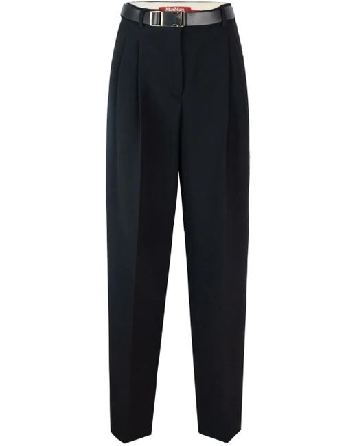 Max Mara ベルテッド ストレートパンツ Blue
