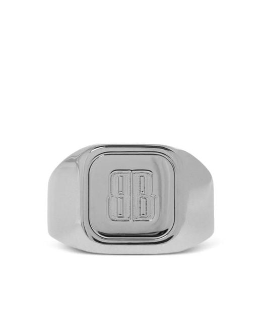 Balenciaga Gray Bague Nano Signet À Logo