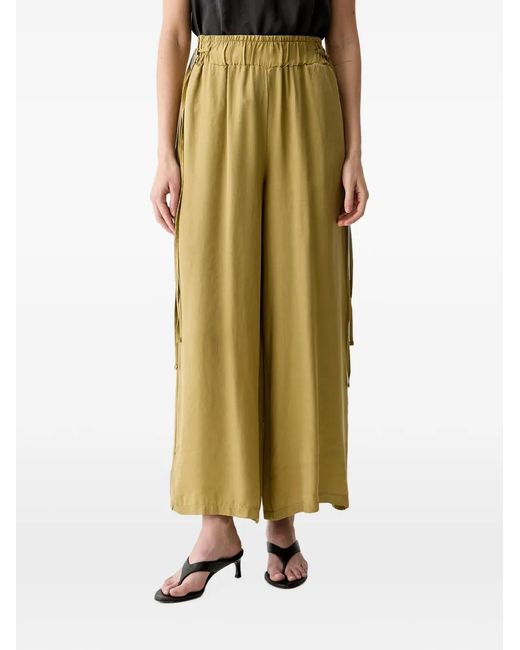 ViCOLO Metallic Elasticated-Waistband Wide-Leg Palazzo Pants
