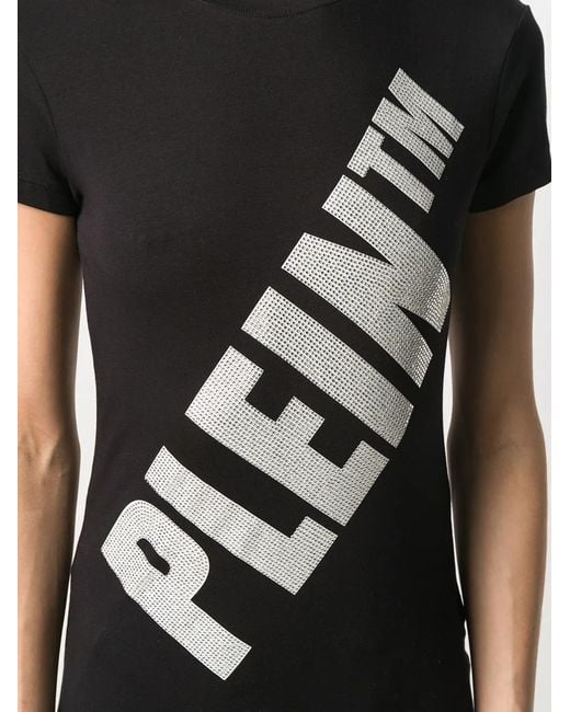 Philipp Plein Black Crystal Logo T-Shirt