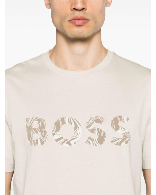 Boss Natural Logo-print Cotton T-shirt for men
