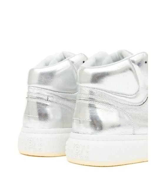 MM6 by Maison Margiela White Lace-up High-top Sneakers