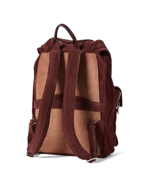 Brunello Cucinelli Red Suede Leisure Backpack for men