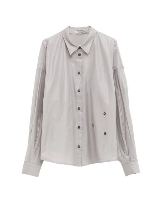 Paloma Wool White Donald Pleated-Sleeve Button-Detail Shirt