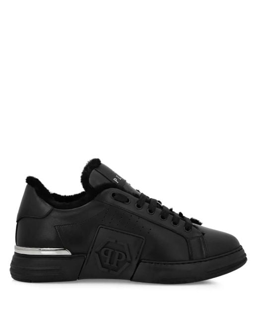 Philipp Plein Black Hexagon Lo-Top Sneakers