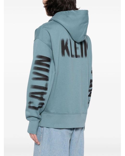 Calvin Klein Hoodie Met Logoprint in het Blue voor heren