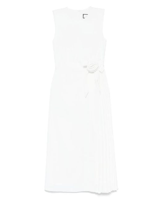 Nissa Geplooide Midi-Jurk in het White
