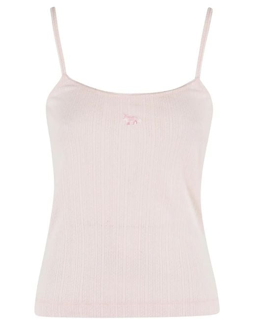 Maison Kitsuné Pink Logo-Patch Top