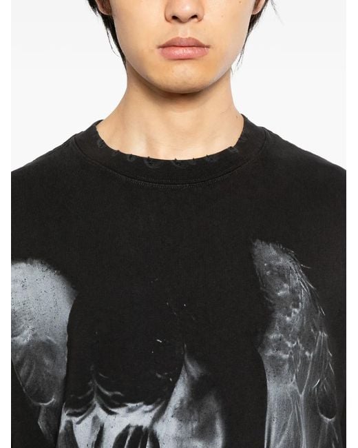 WARMAN Black Graphic-Print T-Shirt for men