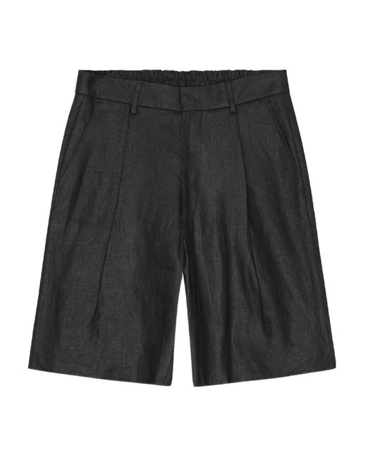 NN07 Gray Darted Linen Shorts for men