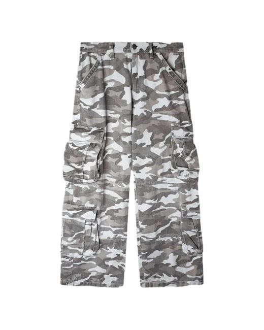 Vague Studios Gray Camouflage-Print Cargo Pants for men