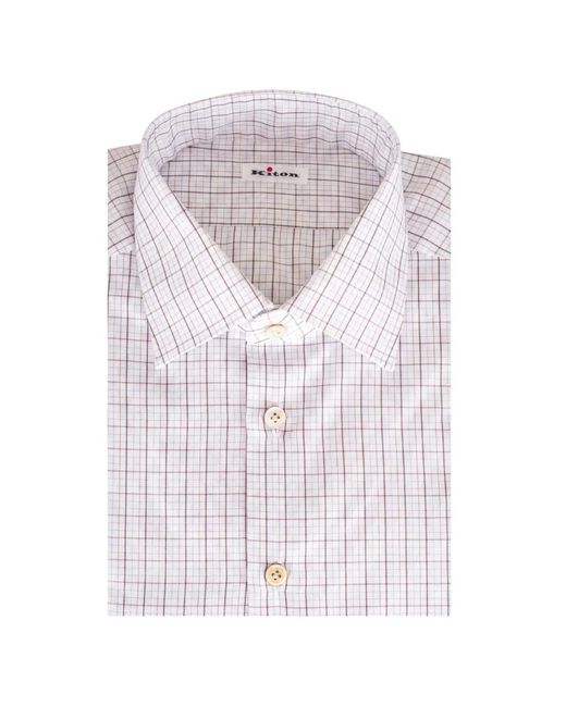 Kiton White Check-Pattern Shirt for men