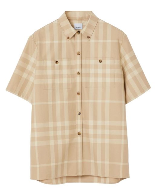 Check-pattern Cotton Shirt Burberry pour homme en coloris Natural