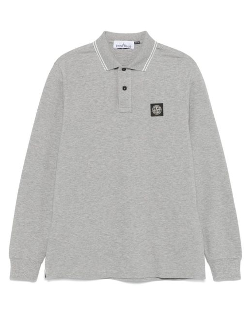 Stone Island Gray Long-Sleeve Polo Shirt for men