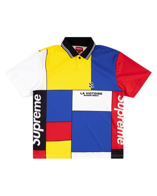 Supreme Colour-block Polo Shirt in Red for Men