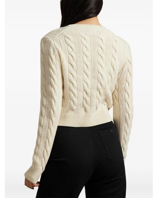 Polo Ralph Lauren White Cable-Knit Button-Down Cardigan