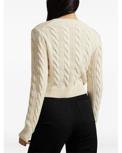 Polo Ralph Lauren White Cable-Knit Button-Down Cardigan
