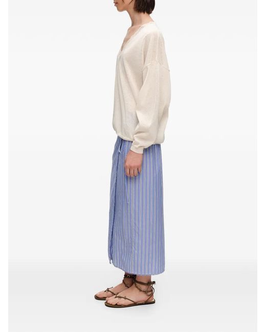 Bimba Y Lola Blue Straight Striped Sarong Skirt