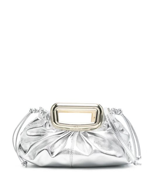 Maje White Metallic Clutch Bag