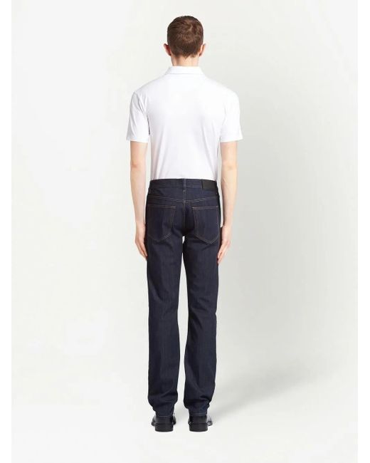 Prada Blue Contrast-Stitch Straight-Leg Jeans for men