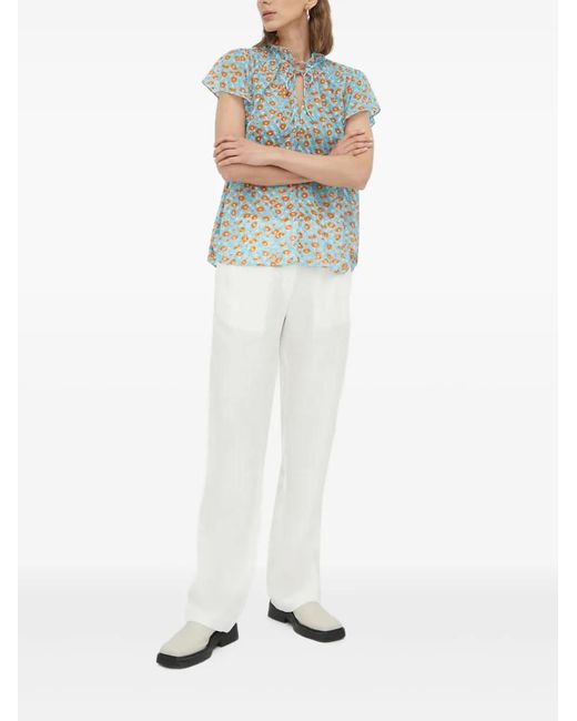 Samsøe & Samsøe Blue Ruffled Floral Top