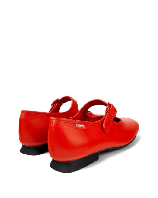 Camper Red Casi Myra Leather Ballerina Shoes