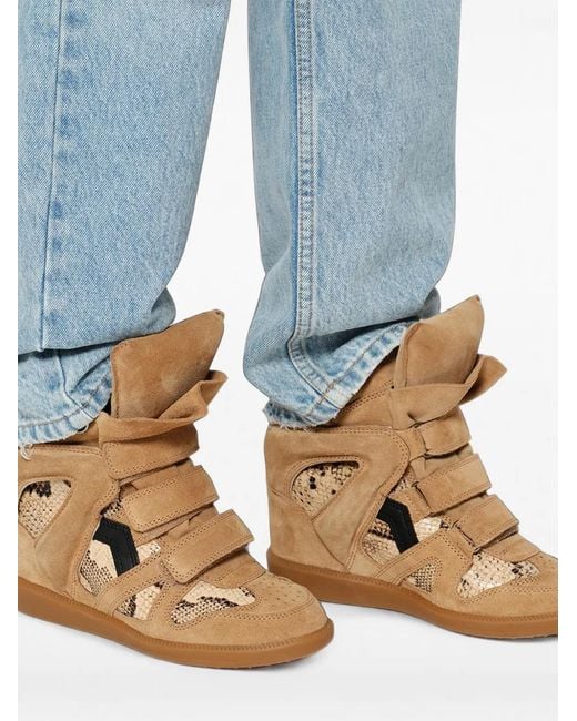 Isabel Marant Brown Bekett Ring Wedge Sneakers Aus Pythonleder