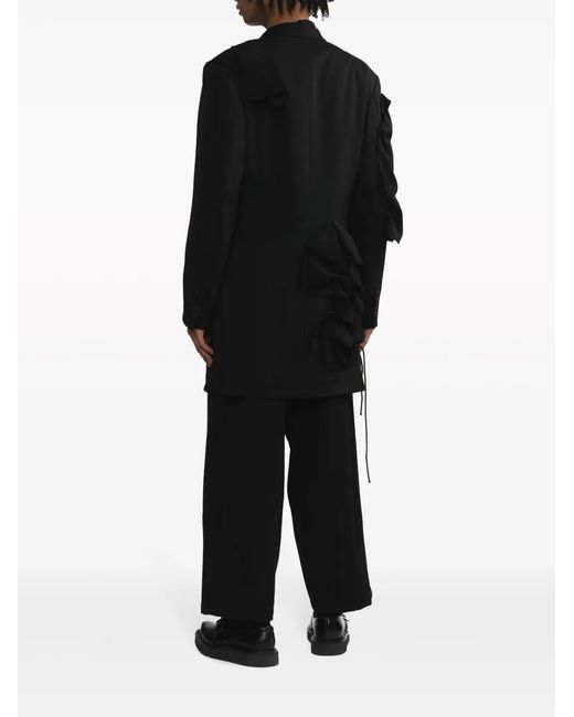 Yohji Yamamoto Black Draped Single-Breasted Zip-Up Blazer for men