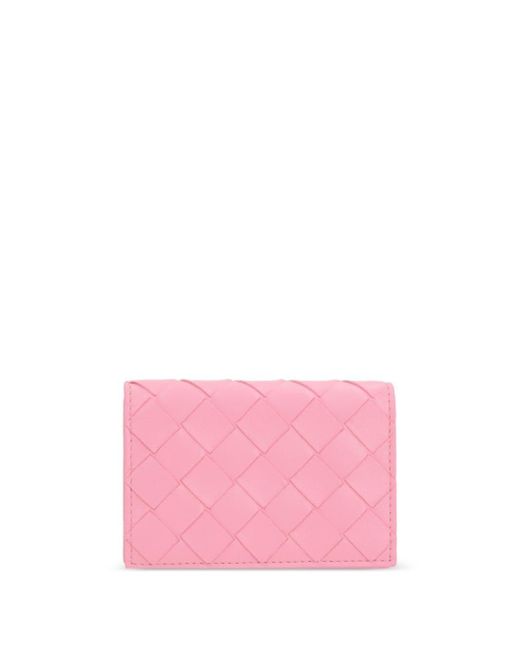 Bottega Veneta Pink Intrecciato Leather Cardholder