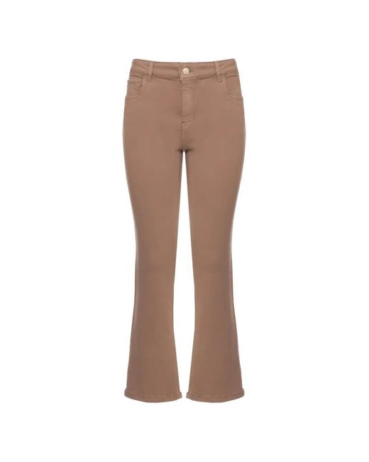 Emme Natural Logo-Patch Five-Pocket Cropped Flared Trousers