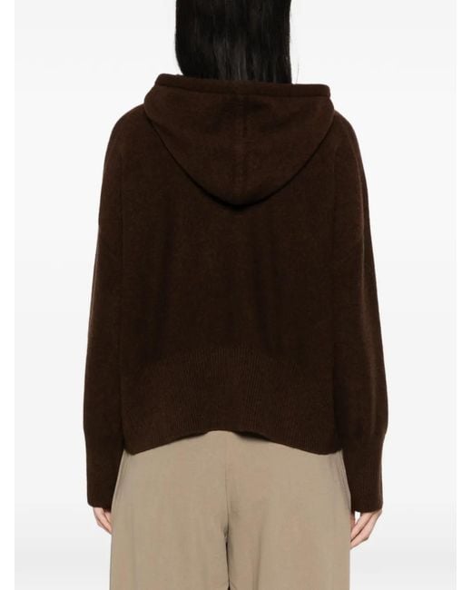 EMERSON RENALDI Brown Ribbed-Knit Drawstring Hoodie