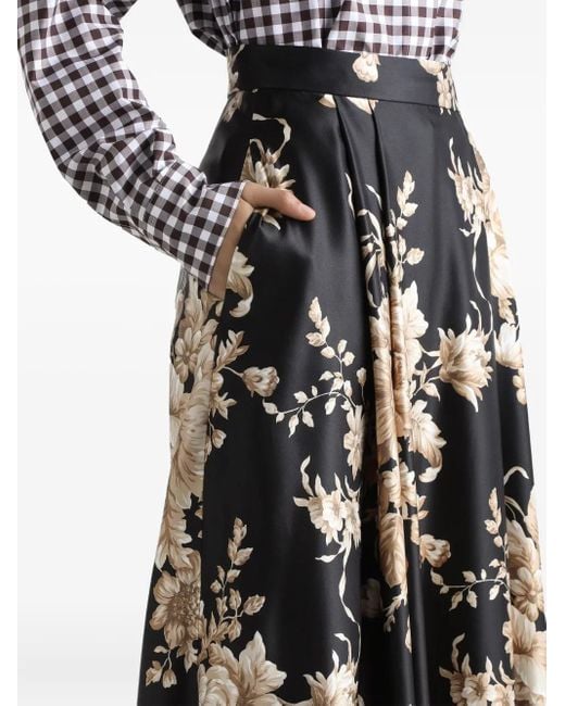 Dolce & Gabbana フローラル プリーツスカート Black