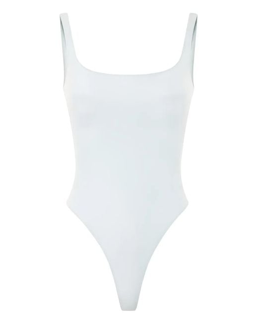 Elisabetta Franchi White Square-Neck Bodysuit
