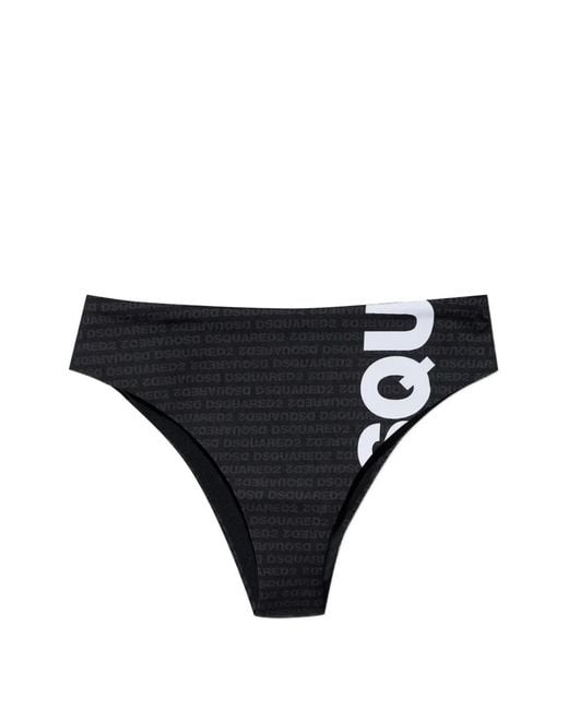 DSquared² Black Logo-Print Bikini Bottoms